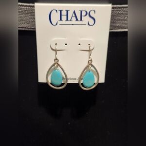 Chaps Silver and Blue Teardrop Earrings